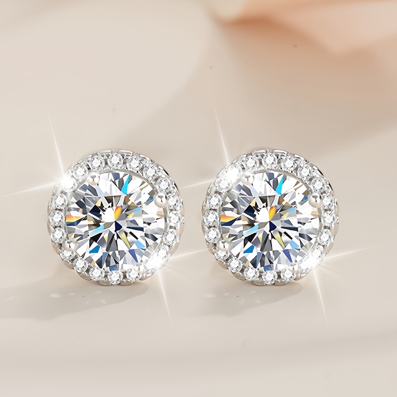 LOVESSOM 925 Sterling Silver Moissanite Stud Earrings, Gift for Her